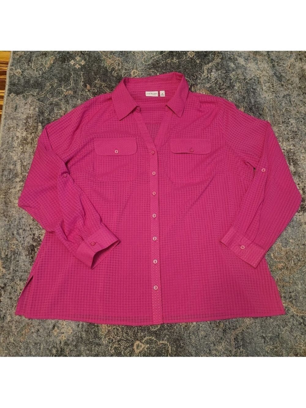 NWT Kim Rogers Vibrant Pink Blouse Size 1X